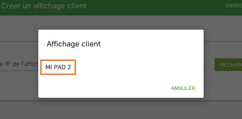 la liste des périphériques détectés