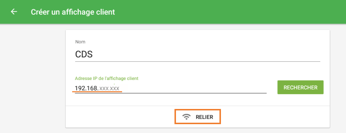 saisir manuellement l'adresse IP