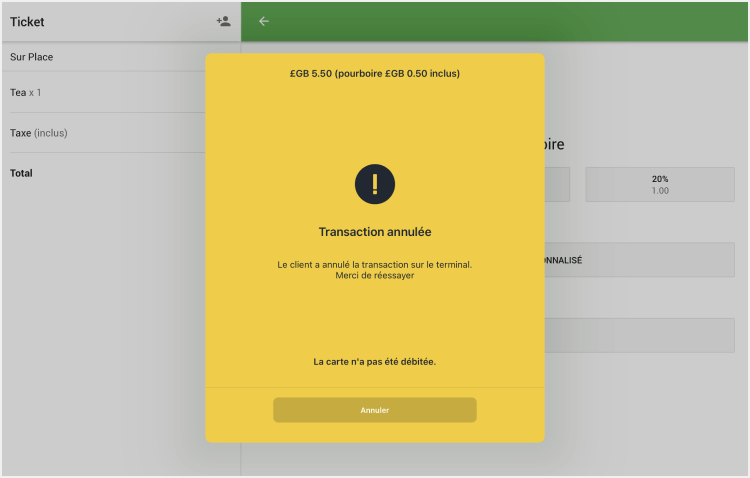 un message d’erreur