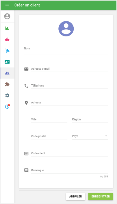 formulaire ‘Ajouter un client’