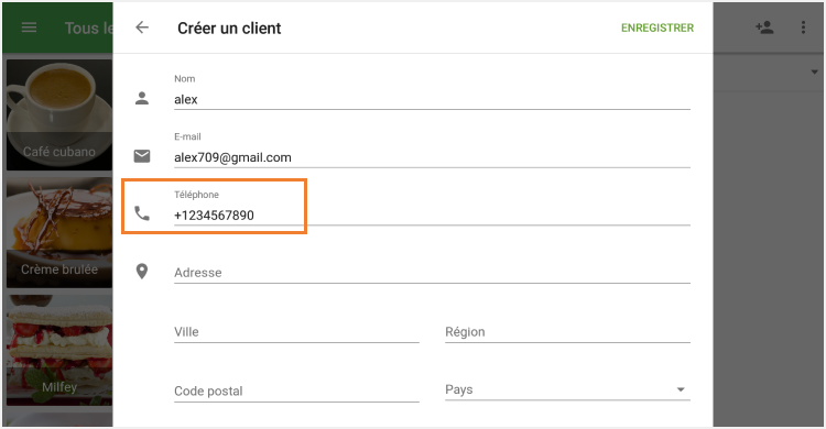 Entrez le numéro de téléphone