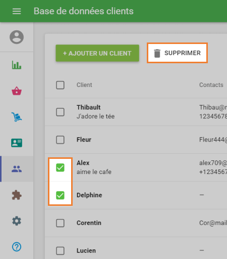 bouton « Supprimer »