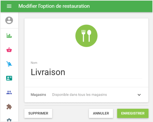 créer ou modifier ces options
