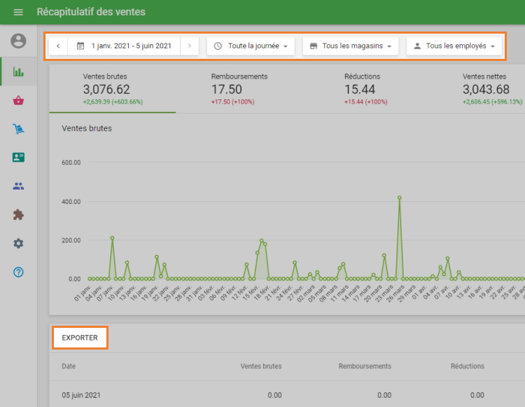 bouton « Exporter »