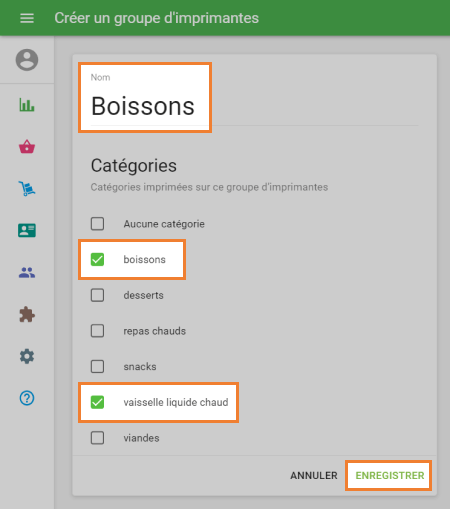 Cochez la Catégories d’article