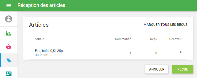 le stock reçu sera renouvelé