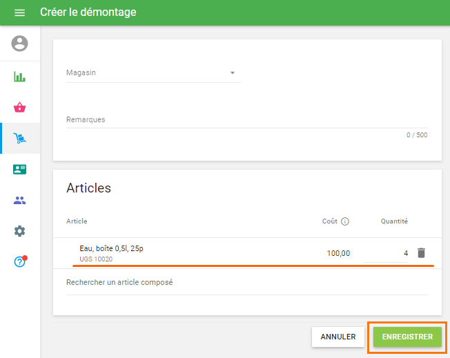Créer un démontage