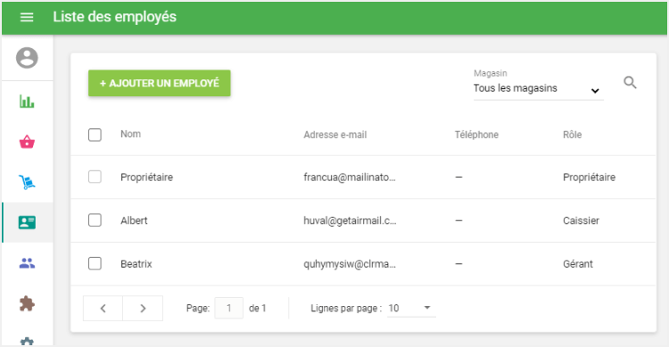 Sélectionnez l'employé