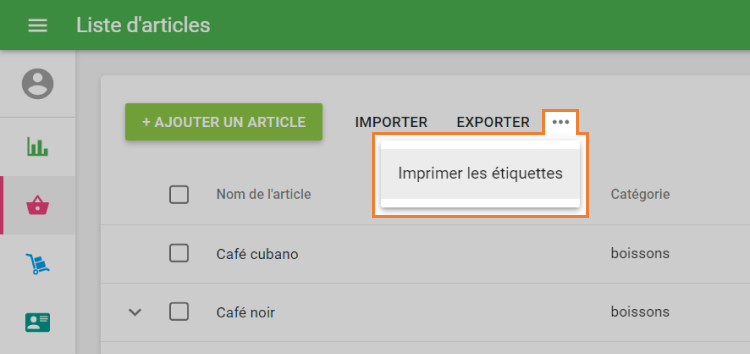 le bouton 'Imprimer les étiquettes'