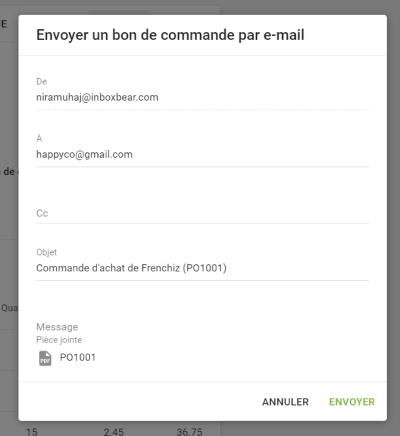 envoyer votre commande
