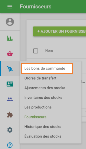 la section 'Les bons de commande'