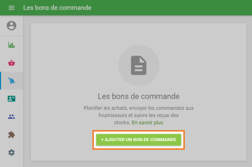 le bouton '+ Ajouter un bon de commande'