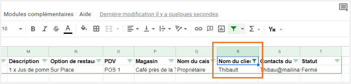 filtrer ou trier vos ventes