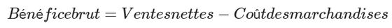 Bénéfice brut formula