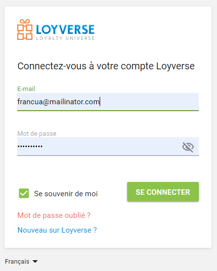 e-mail enregistrée et le mot de passe