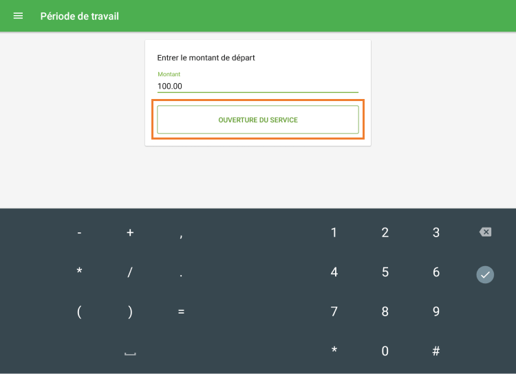 le bouton ‘Ouvrir du service’