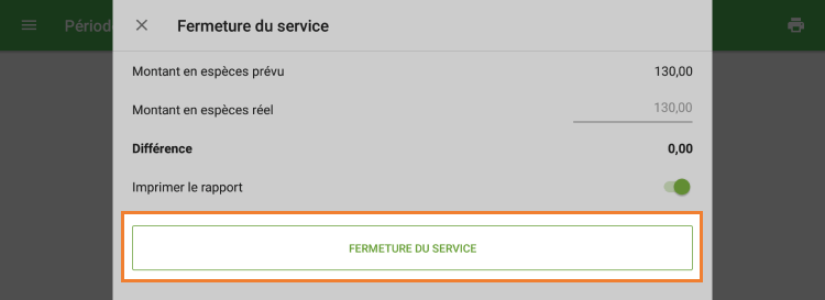 entrez votre «Montant en espèces réel»