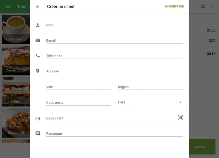 Le formulaire 'Créer un client'