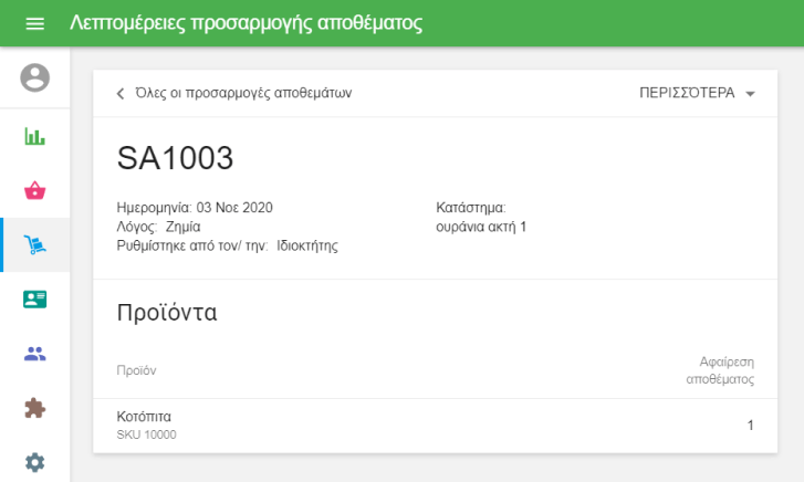 λεπτομέρειες προσαρμογής αποθεμάτων