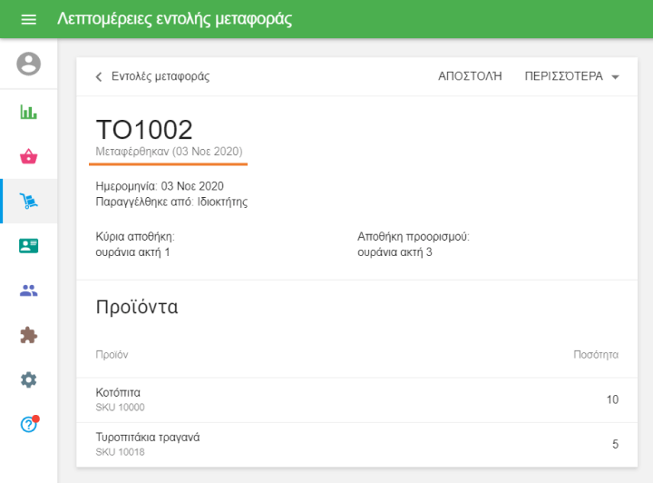 ολοκληρωμένη εντολή μεταφοράς