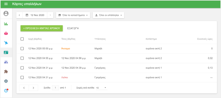 'Καρτέλες χρόνου'