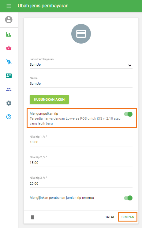 Opsi ‘Izinkan jumlah tip khusus’