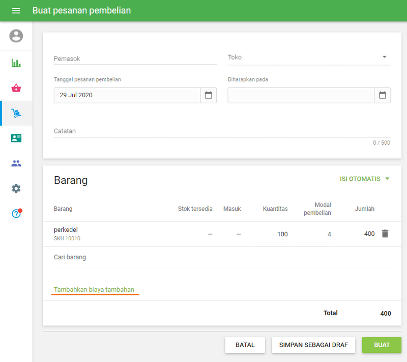 ‘Tambahkan biaya tambahan’