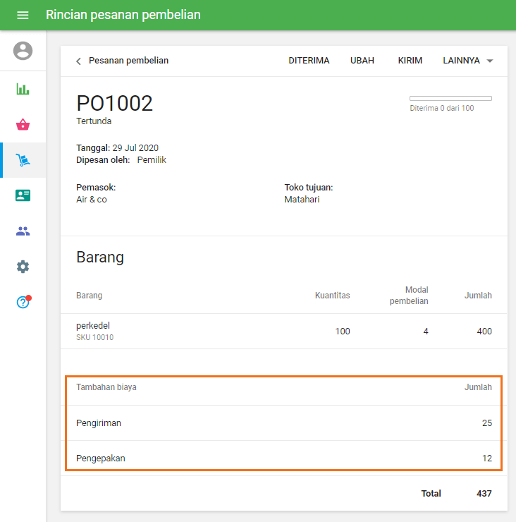 Detail pesanan pembelian