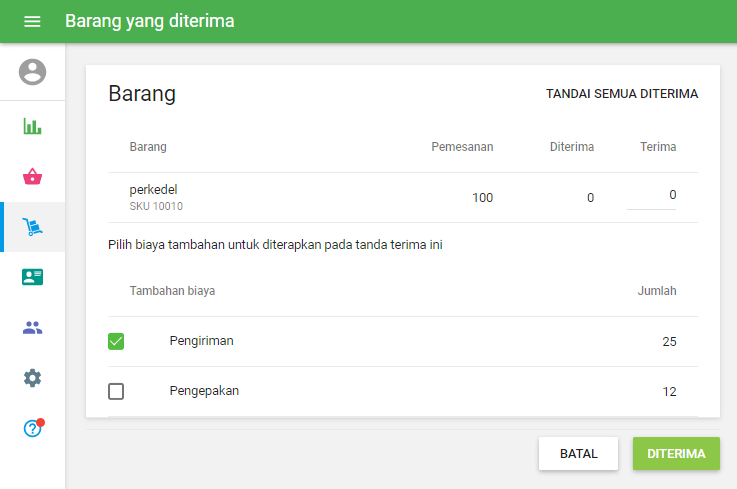 Konfirmasi menerima pesanan pembelian