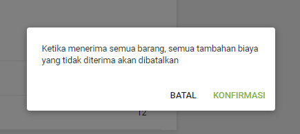 Dibatalkan biaya tambahan yang tidak diterima