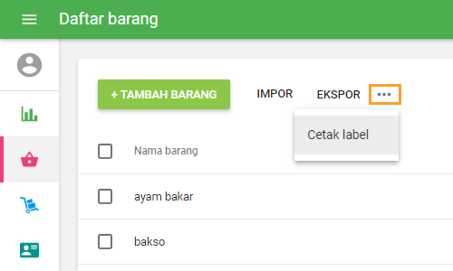 'Cetak label'