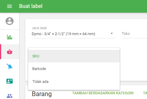 Pilih ‘kolom sumber Barcode’