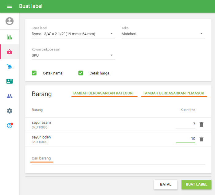 kolom ‘Kuantitas’