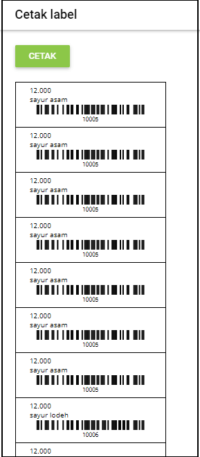 Halaman HTML dengan label