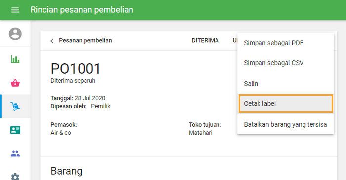 cara lain untuk mencetak label