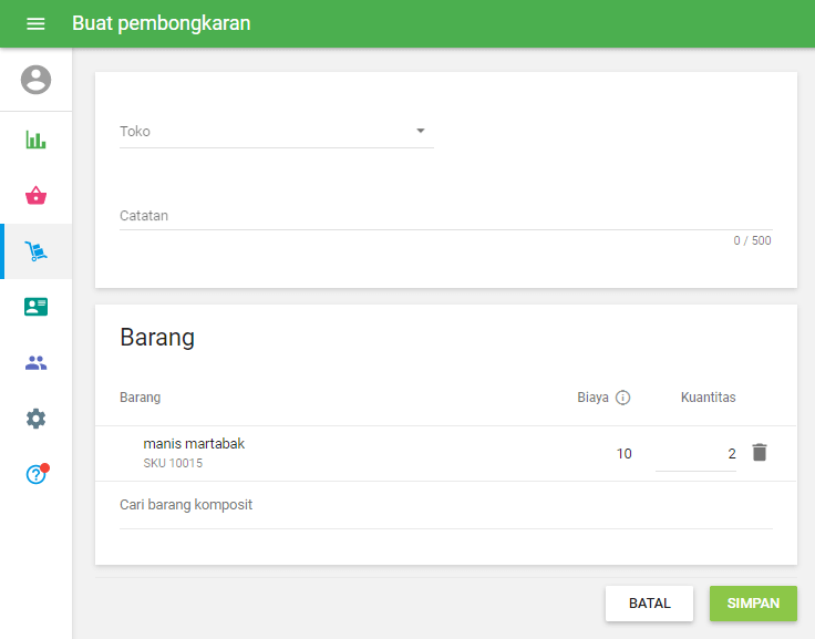 formulir ‘Buat pembongkaran’
