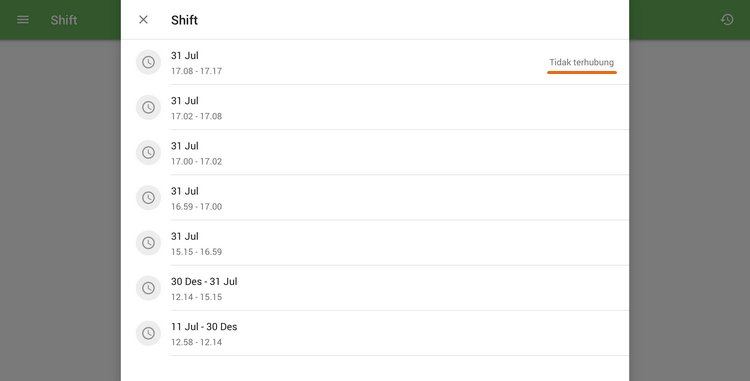 Shift yang tidak tersinkronisasikan