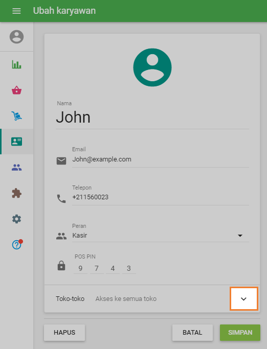 Untuk mengatur ini, cari kolom 'Toko'