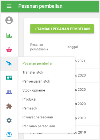 menu Pengelolaan inventaris