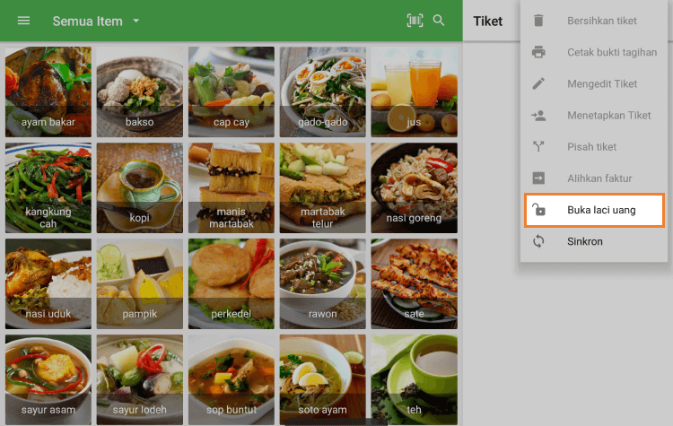 tombol ‘Buka laci kas’