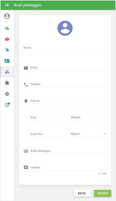 Formulir 'Buat pelanggan'