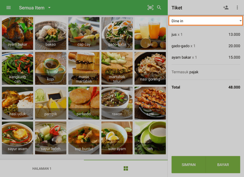 sejalan dengan opsi default