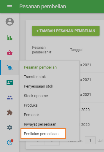 Buka bagian 'Penilaian Inventaris'