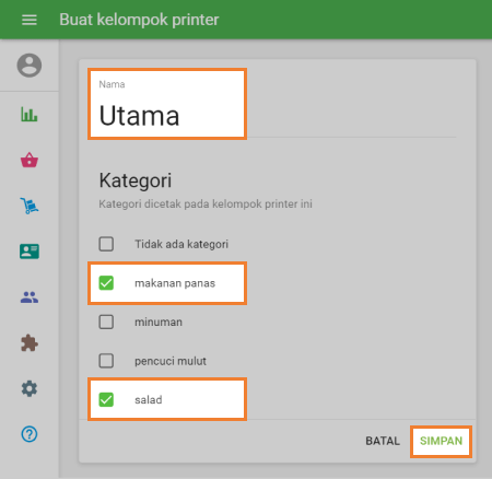 Jendela 'Buat kelompok printer'