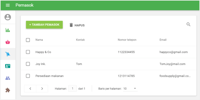 menyimpan perubahan pemasok