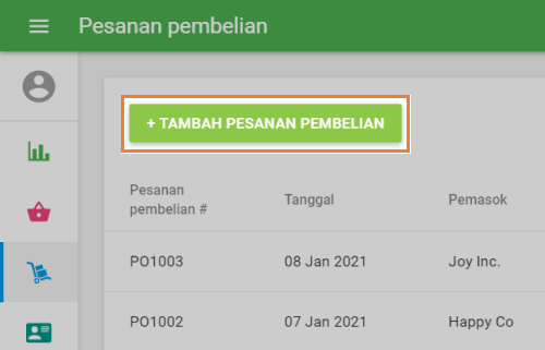 '+ Tambahkan pesanan pembelian'