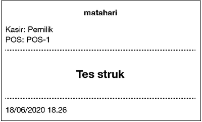 struk berhasil tercetak