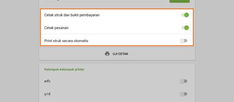 Pengaturan untuk printer Anda