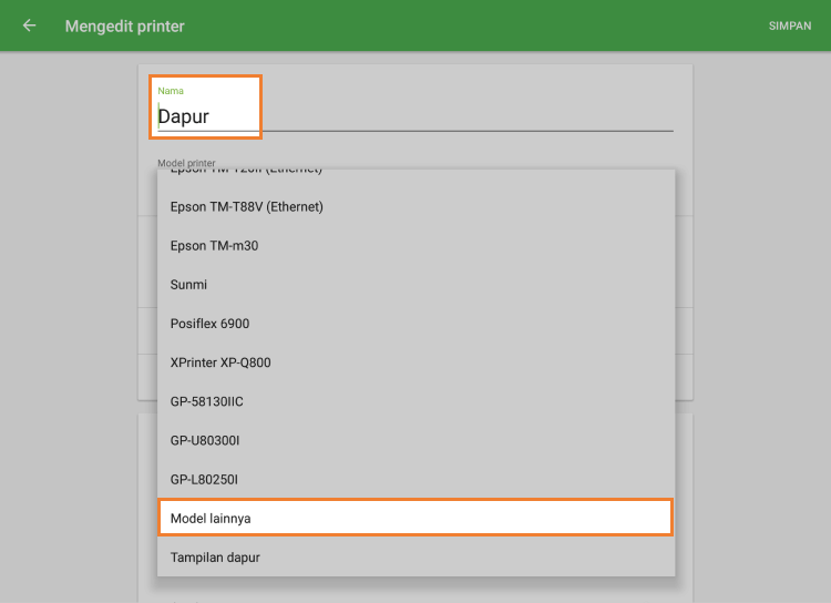 ‘Nama’,'Model lain’