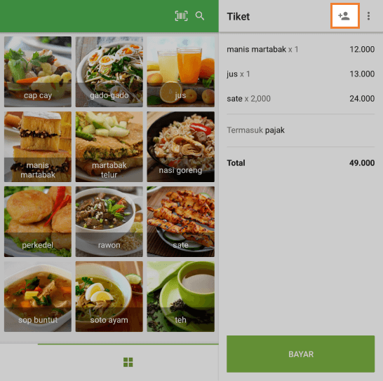 ikon 'Tambahkan pelanggan'